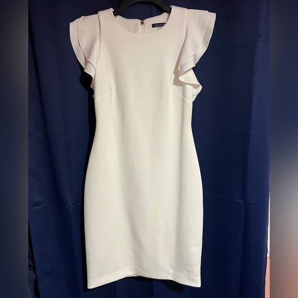 Tommy Hilfiger White Mini Dress with Ruffle Sleeves - Picture 1 of 7